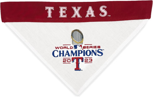 RAN-3217-L-XL MLB Dog Bandana - Texas Rangers Reversible Pet Bandana, Large/X-Large, MLB Team Color